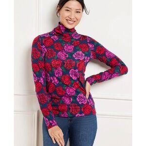Floral Turtle-Neck Long-Sleeve Tee